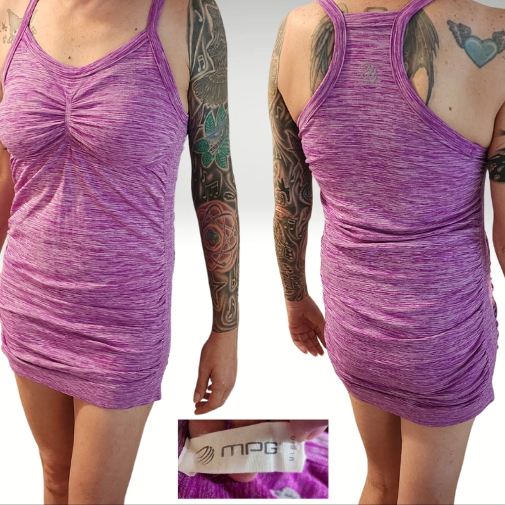 Mpg minidress, heathered purple racerback, sz M-L